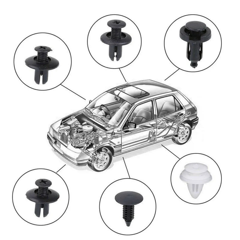 100Pcs Auto Fastener Clip Mixed Car Body Push Retainer Pin Rivet Bumper Door Trim Panel Fastener Kit Car Clips Box or Bag Packag