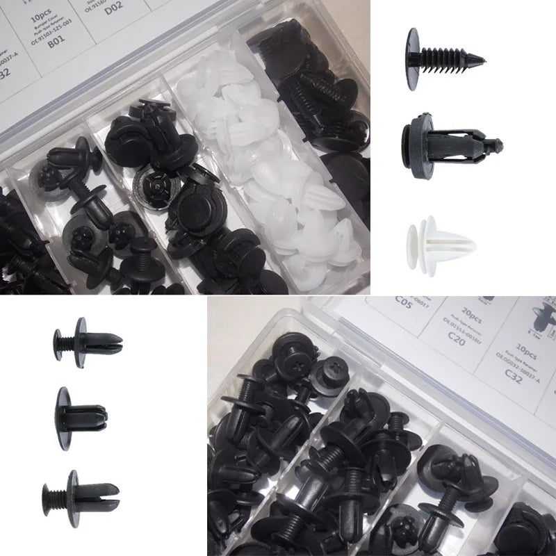 100Pcs Auto Fastener Clip Mixed Car Body Push Retainer Pin Rivet Bumper Door Trim Panel Fastener Kit Car Clips Box or Bag Packag