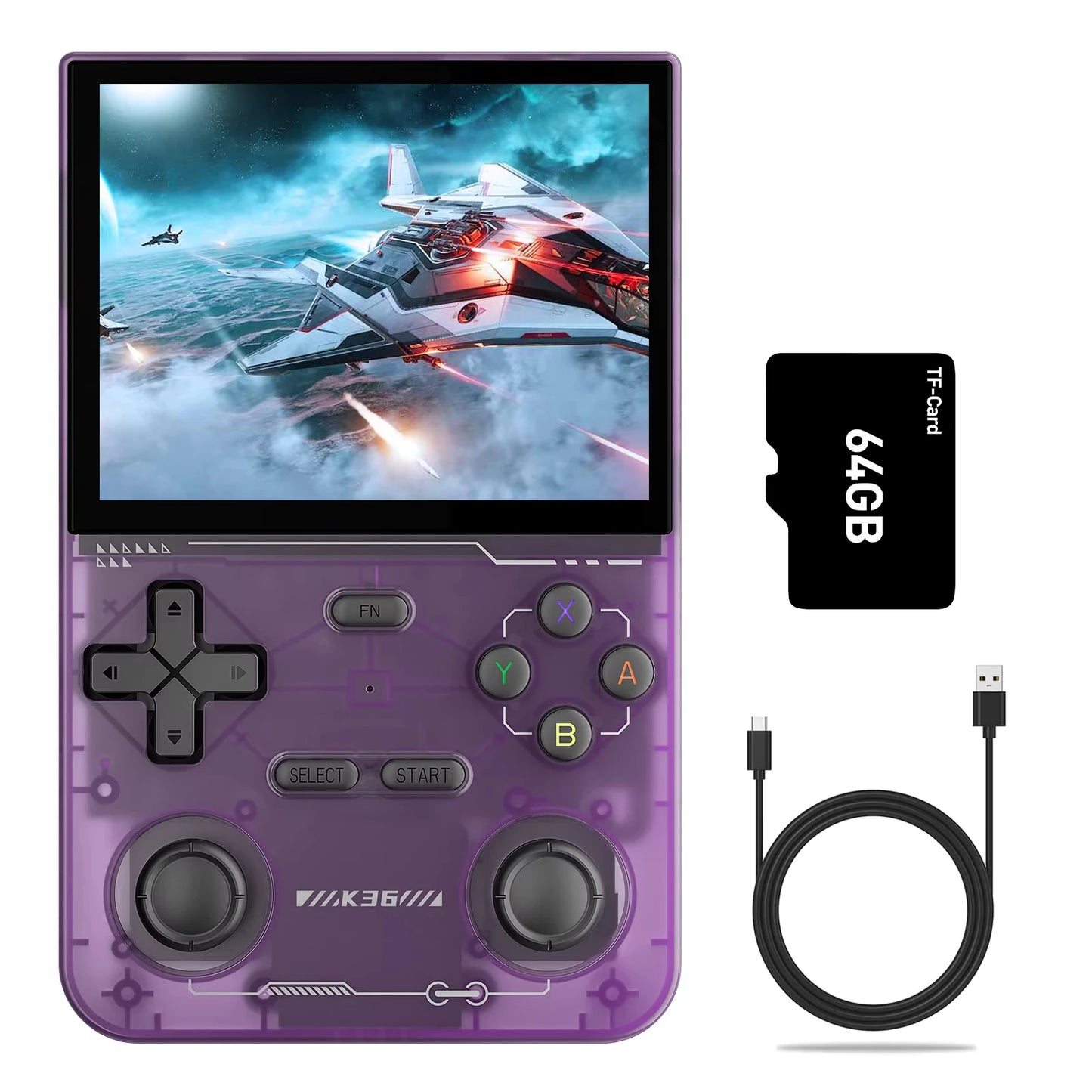 K36 Retro Handheld Video Game Console Linux System 3.5-inch IPS Screen Portable Handheld Video Player Suitable for PS1/PSP/N64