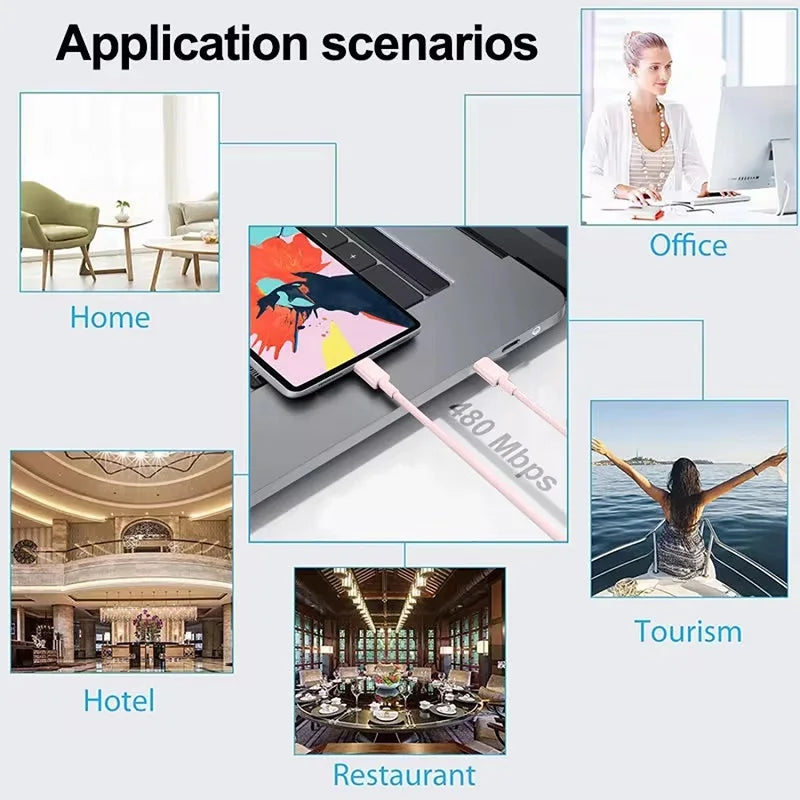 PD 60W Type C to Type C Cable For IPhone 15 16 Fast Charging For Samsung Xiaomi Huawei Type C Data  phone Accessories 1M 2M 3M