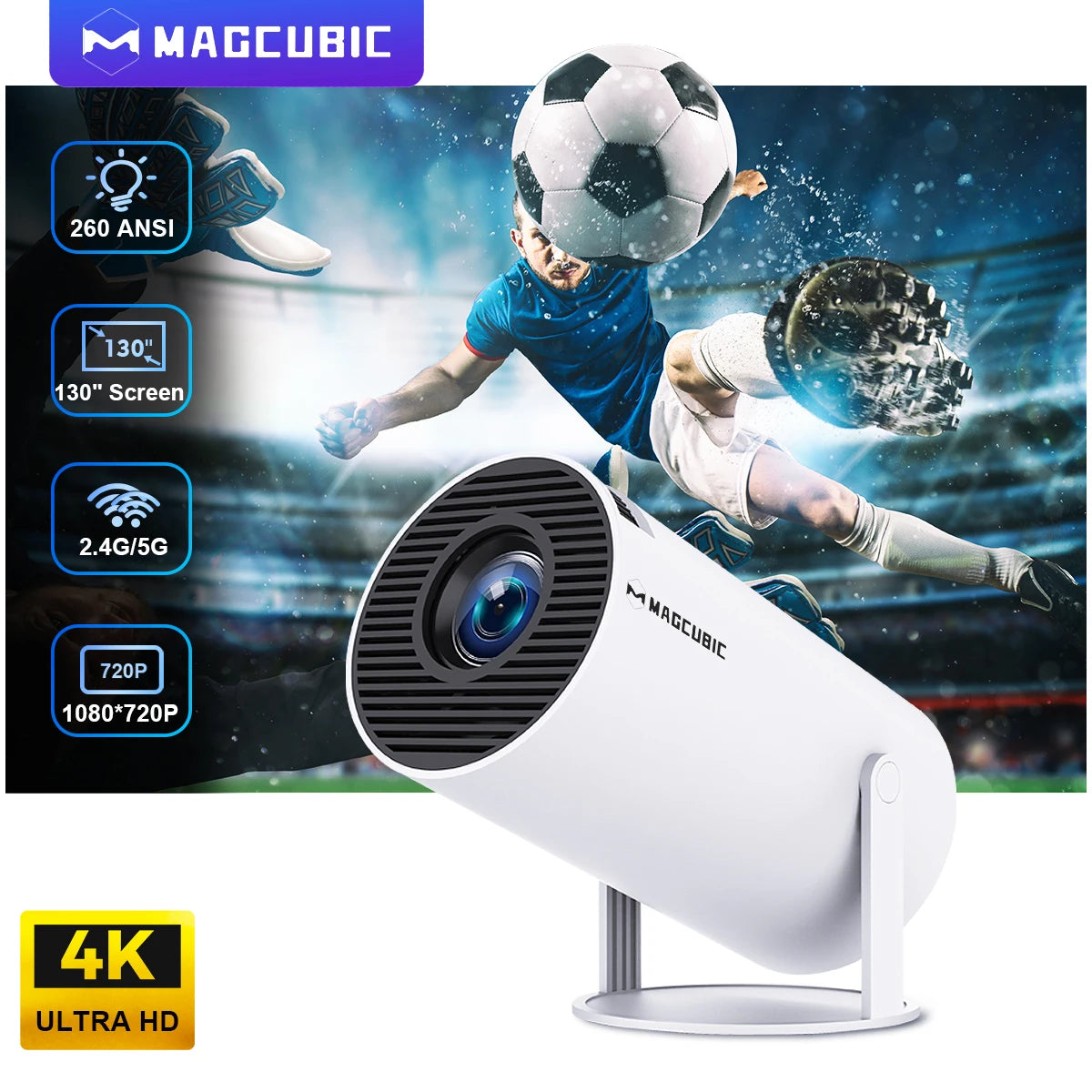 Home theater outdoor portable projector Transpeed Android 11 Wifi6 260ANSI projector Allwinner 713 1280 * 720P4K180 BT 5.0
