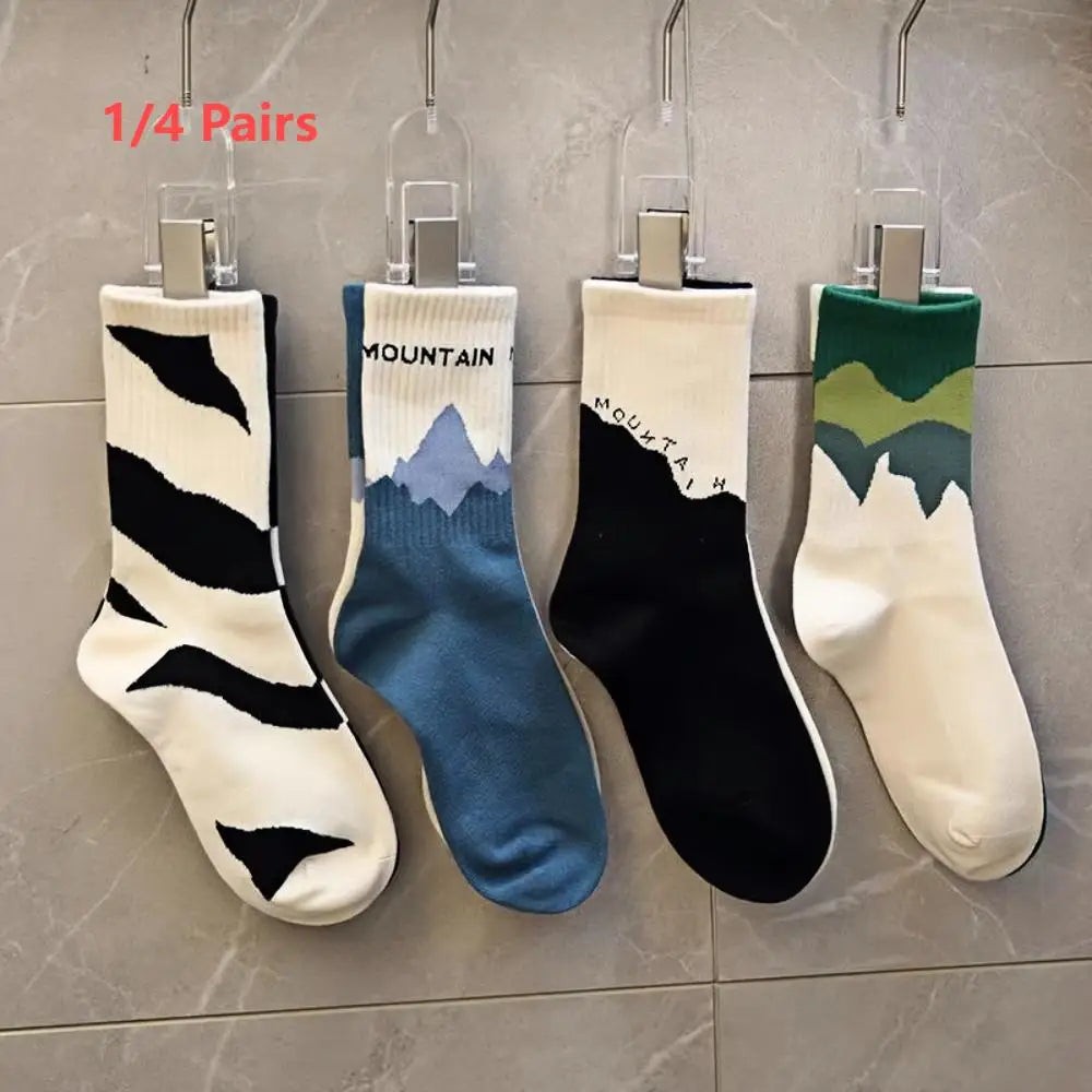 1/4 Pairs Men's and women's casual socks, asymmetrical niche mid length socks,  Japanese socks, couple sports socks