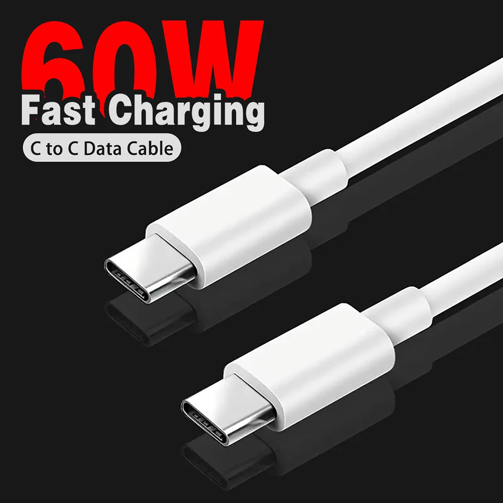 Type C to Type C Cable  For IPhone 15 16 PD 60W Fast Charging For Samsung Xiaomi Huawei Type C Data Line White Black 1M 2M 3M