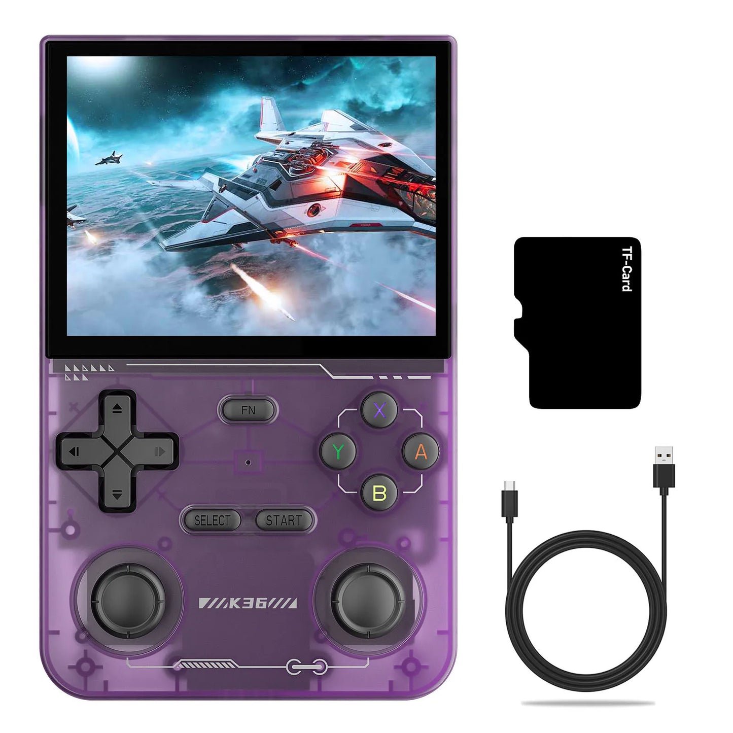 K36 Retro Handheld Video Game Console Linux System 3.5-inch IPS Screen Portable Handheld Video Player Suitable for PS1/PSP/N64