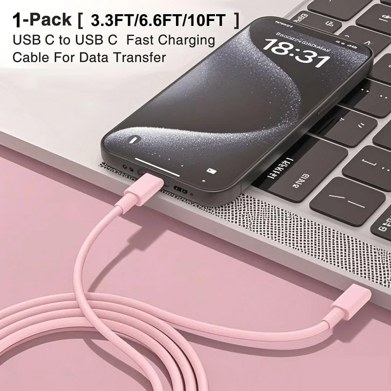 PD 60W Type C to Type C Cable For IPhone 15 16 Fast Charging For Samsung Xiaomi Huawei Type C Data  phone Accessories 1M 2M 3M