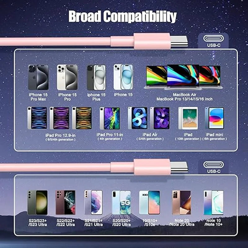 PD 60W Type C to Type C Cable For IPhone 15 16 Fast Charging For Samsung Xiaomi Huawei Type C Data  phone Accessories 1M 2M 3M