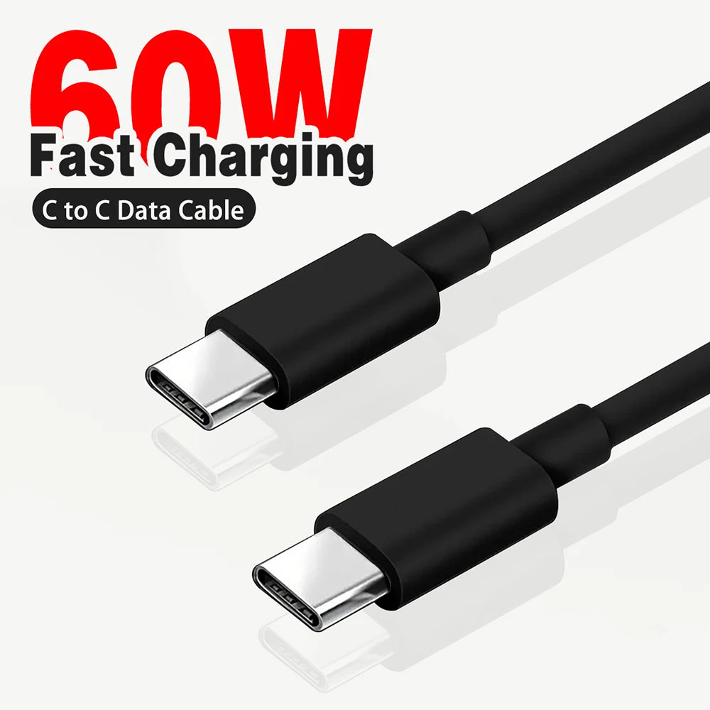 Type C to Type C Cable  For IPhone 15 16 PD 60W Fast Charging For Samsung Xiaomi Huawei Type C Data Line White Black 1M 2M 3M