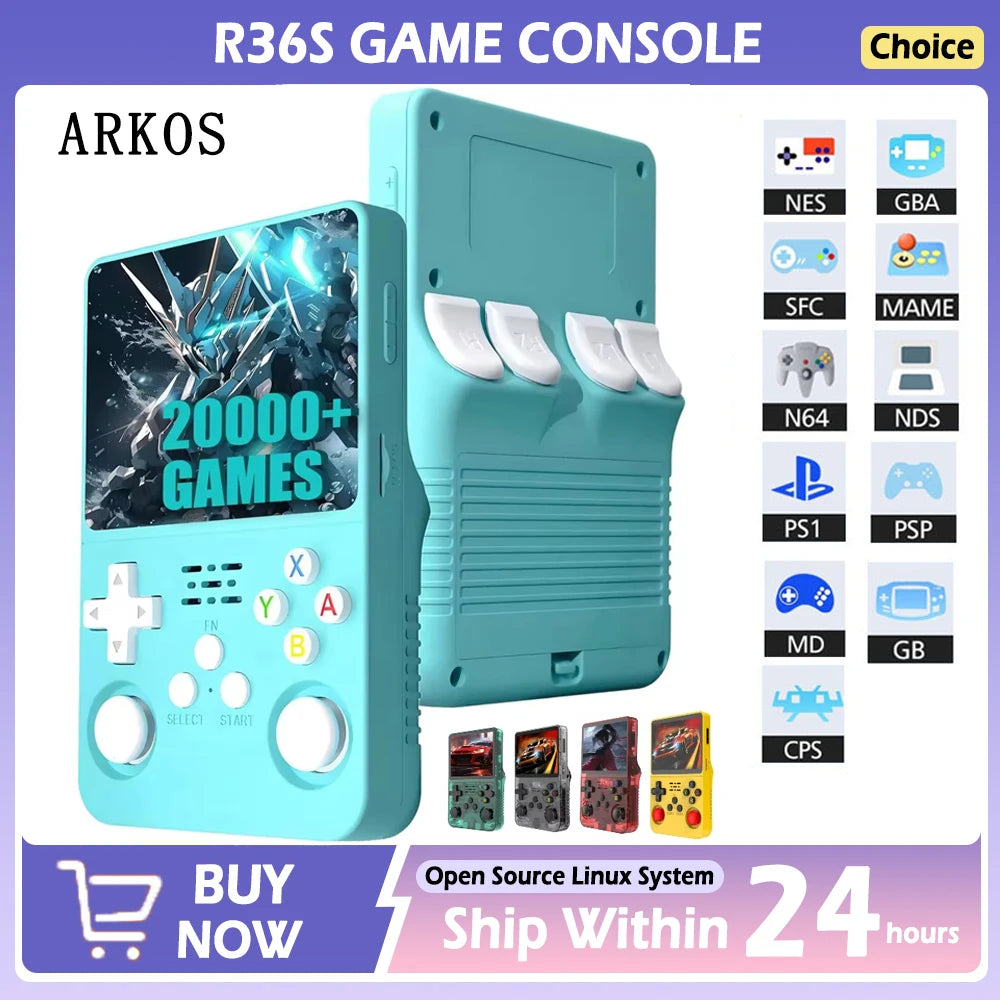 BOYHOM NEW R36S Retro Video Game Console Linux System 3.5 Inch IPS Screen Portable Pocket Player 64GB 128G Games best Kids gifts
